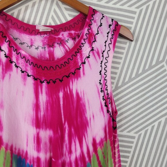Vtg Beach Dress One size Small Medium Large XL Swim Cover-Up Tie Dye Assymetric - Picture 4 of 7